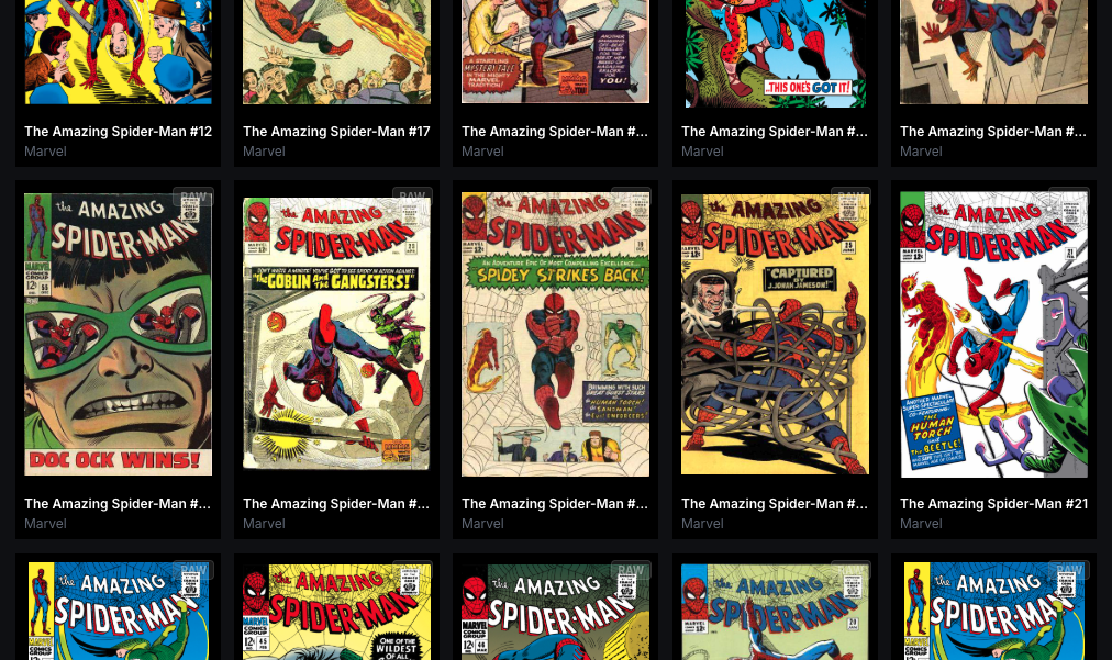 KØDEX Collection grid with cover art, grade badges, and filtering